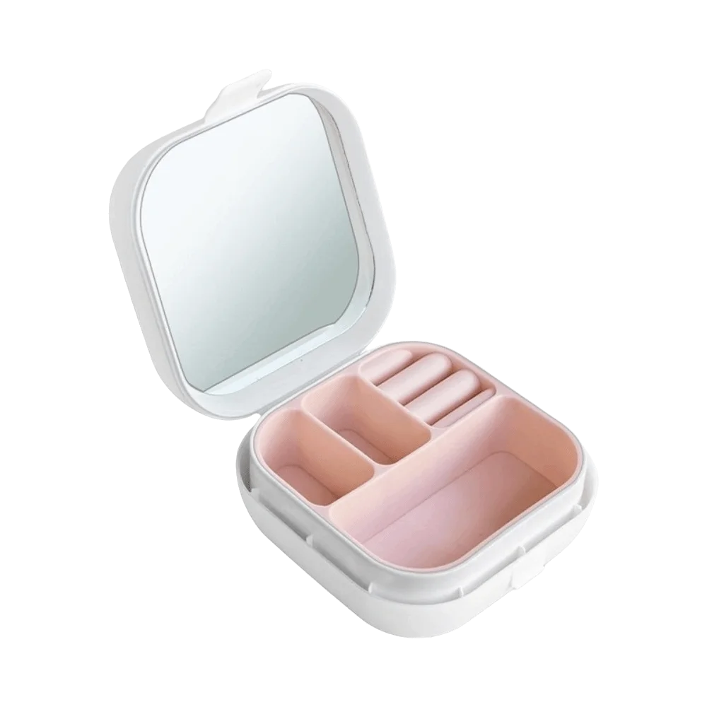 Portable Jewelry Box Large Capacity Container Small Desktop Organizer Plastic with Compartment Square Storage Box Travel
