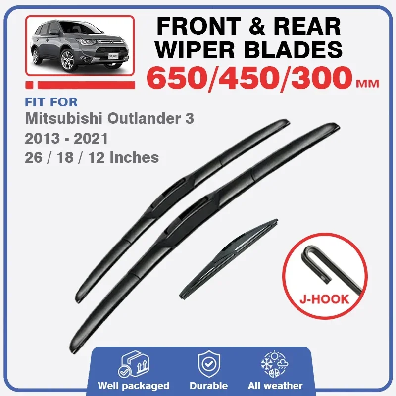 For Mitsubishi Outlander 3 MK3 2013 - 2021 PHEV Car Front & Rear Wiper Blades Windshield Windscreen Accessories Window 2018 2020