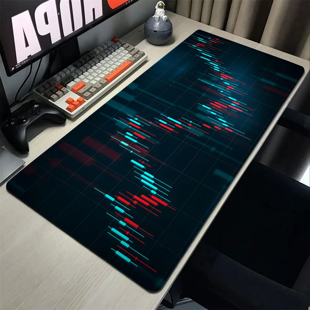 Alfombrilla de ratón con gráfico de vela, accesorios para juegos, alfombrilla de teclado XXL, tapete acolchado de puntada, mercado de existencias