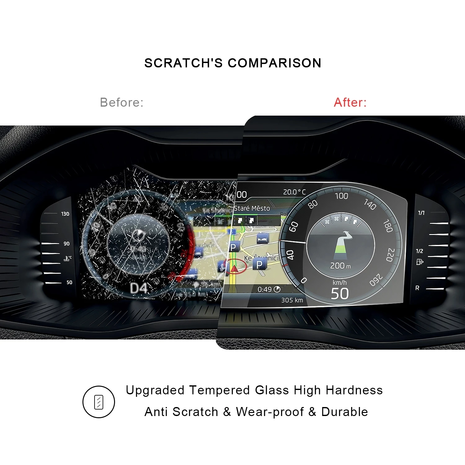 For Octavia/kodiaq/Superb/Karoq/Kamiq 10.25 Inch 2019 2020 Car LCD Instrument Screen tempered glass Protector Auto Accessories