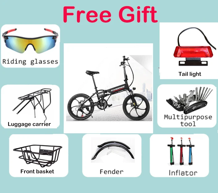 Electric Bike RANDRIDE YA20 500W Motor 48V 12.8Ah Lithium battery 20*1.95inch tire Max Speed 40KM/h Electric Bicycle City E bike image 7