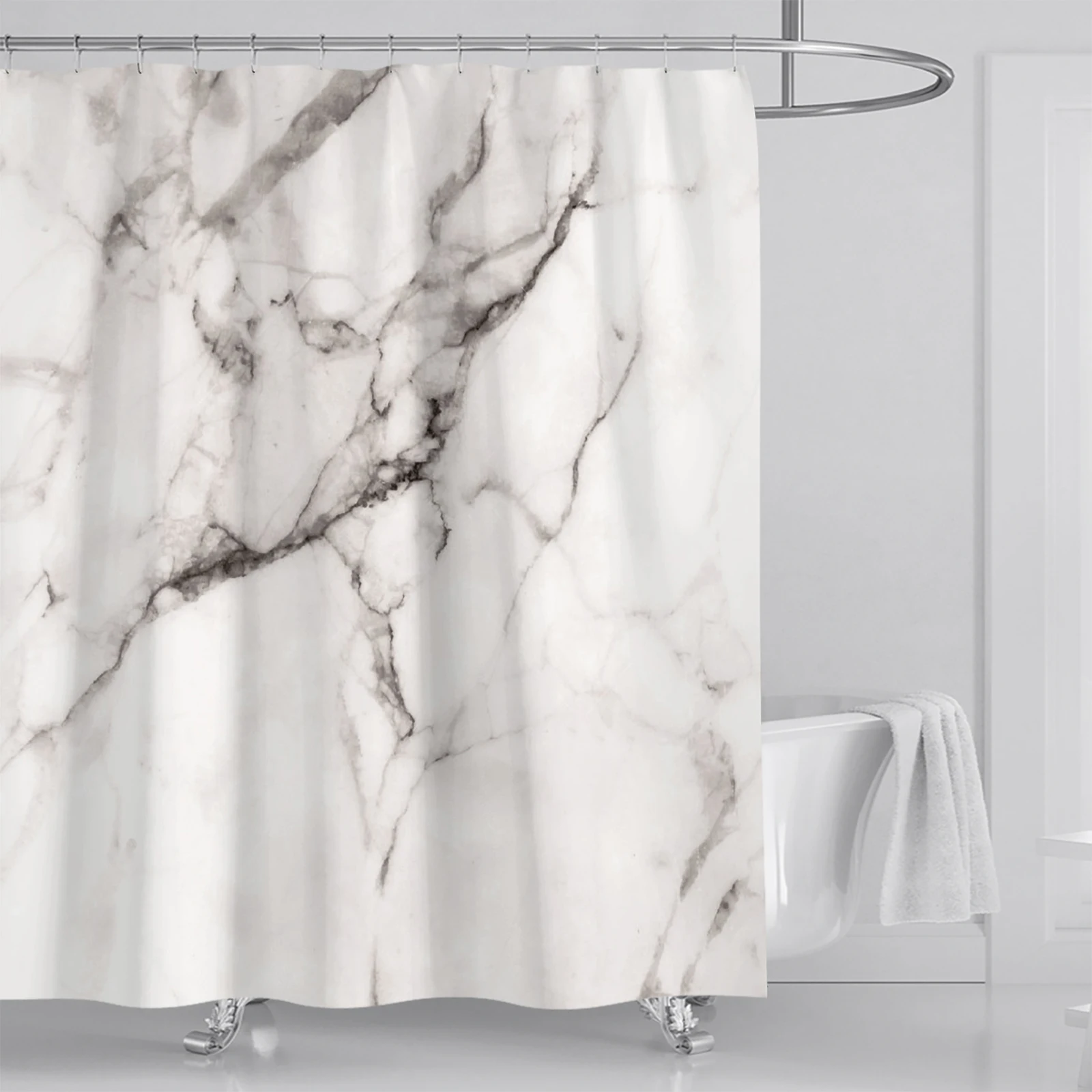 Grey Gold Marble Abstract Modern Bathroom Decoration Waterproof Washable Fabric Bathtub Deluxe Standard Shower Curtain 180 * 180