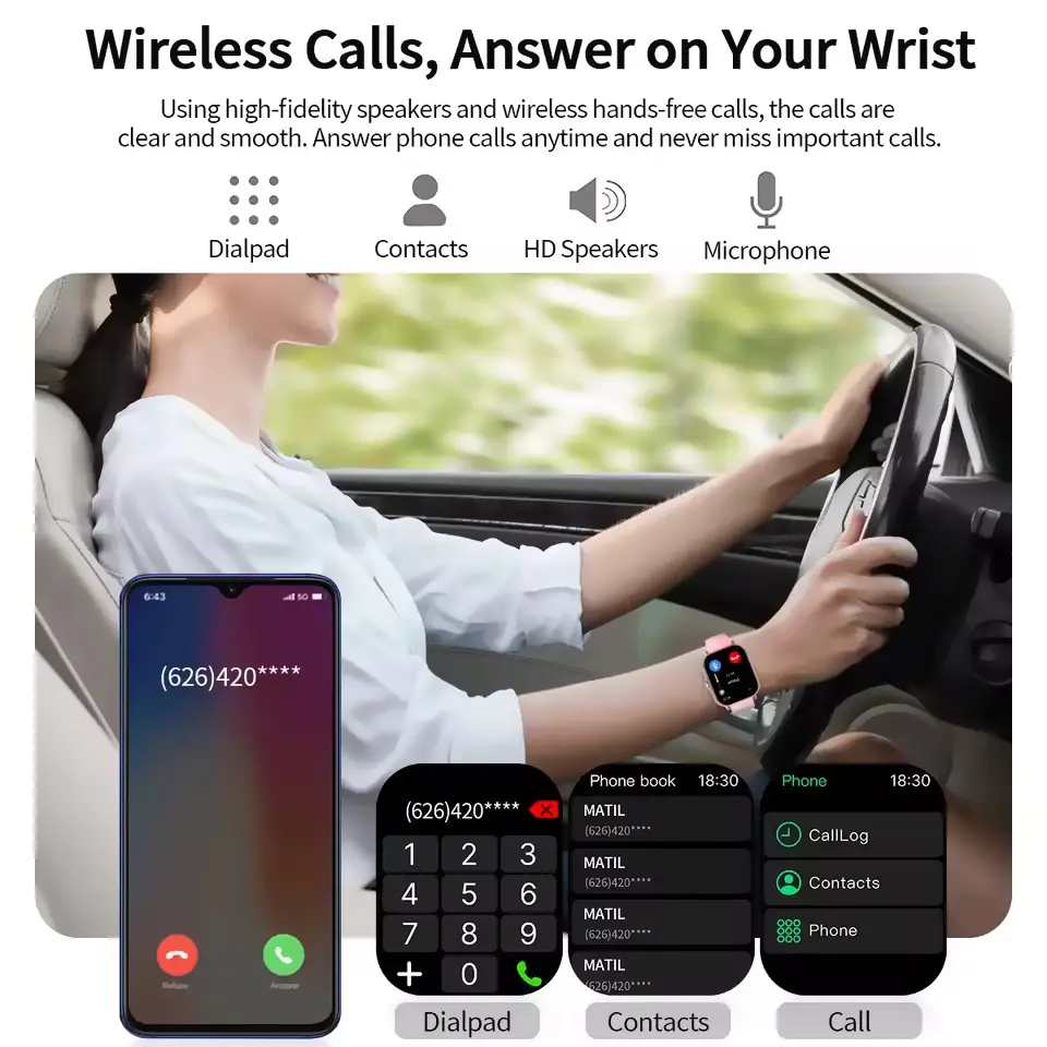 Smart Watch Android IOS Phone 1.83 Inch Color Screen Bluetooth Answer Call Fitness Watches Tracker Smartwatch Women Men New Ht30 - 6