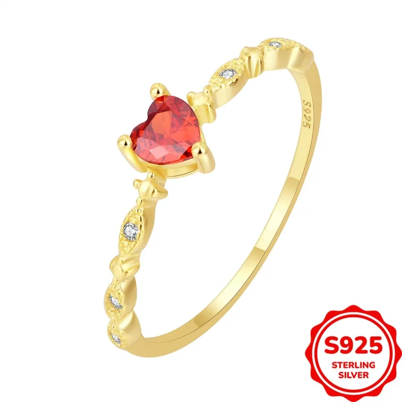 

Fashionable, Simple and Authentic S925 Silver Heart-shaped Geometric Zircon Women's Ring