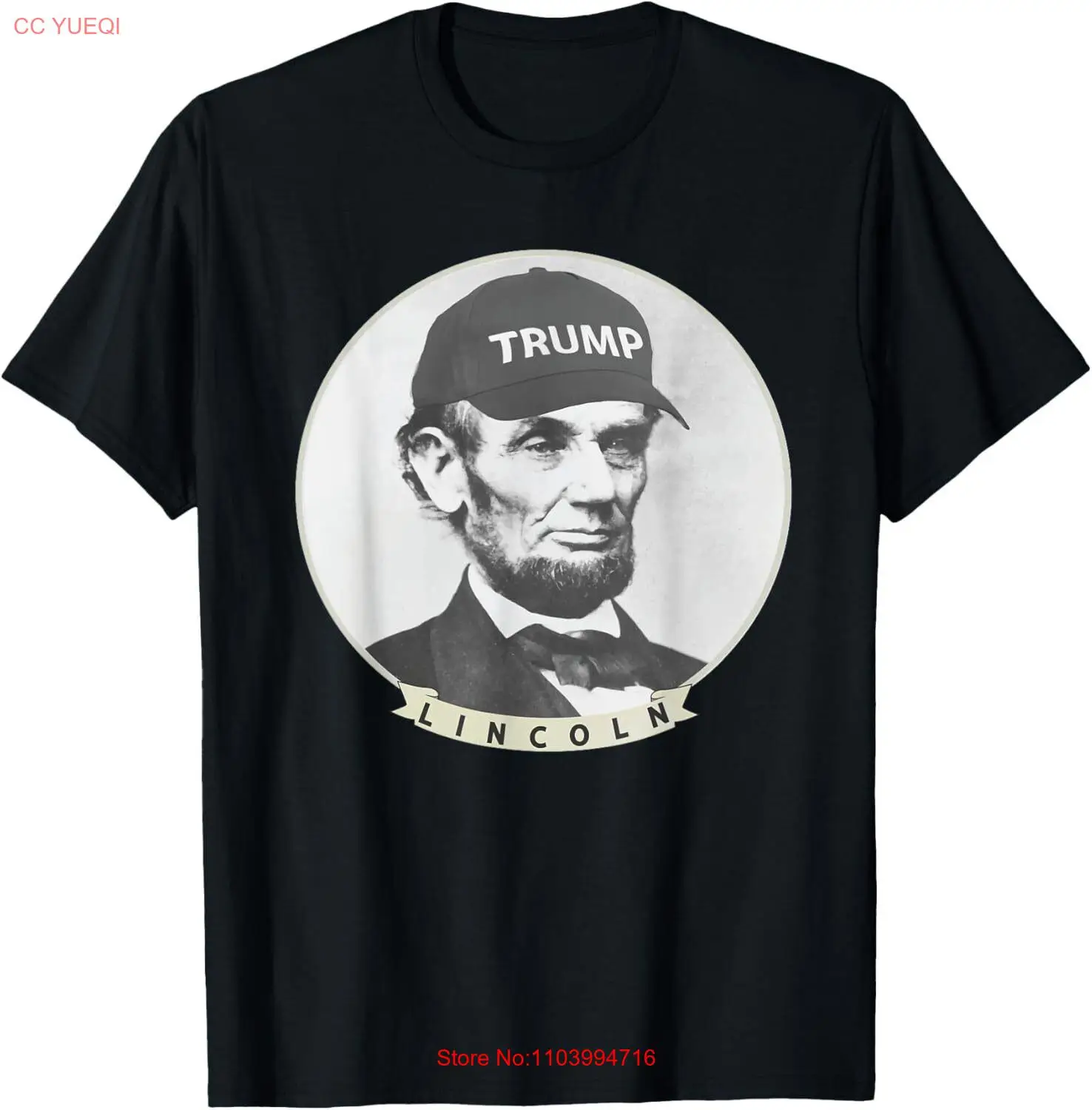 Lincoln Wearing Trump Hat - Funny Abe Merica Abraham T-Shirt Small, Black