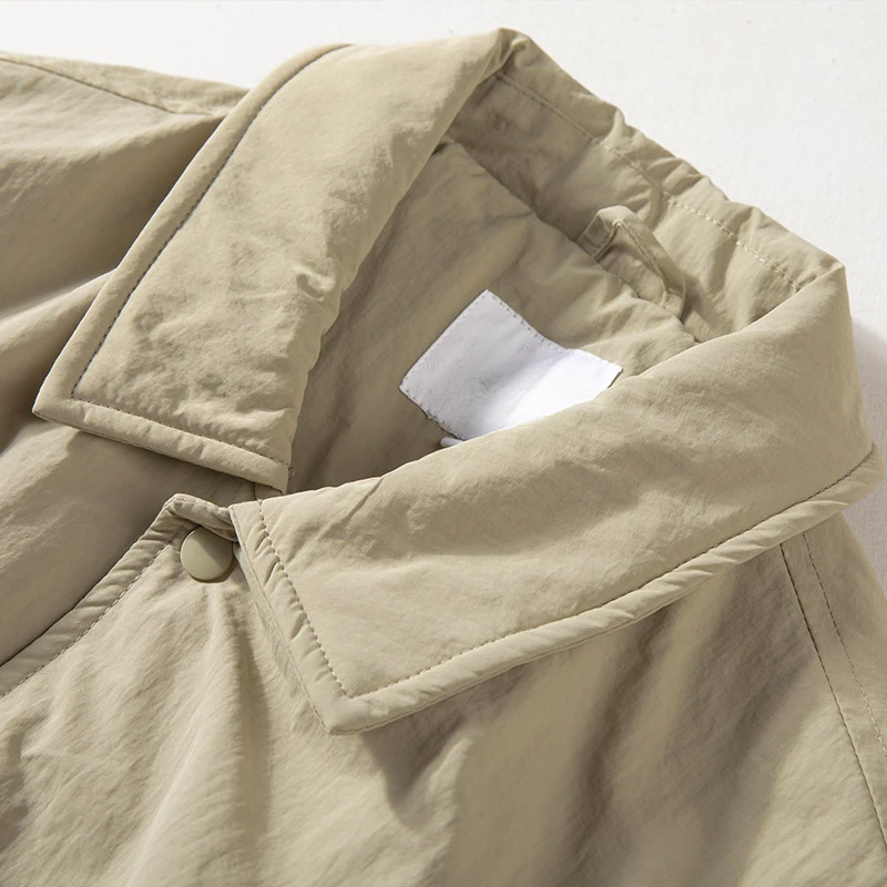 Giacca in cotone di media lunghezza retrò da uomo semplicità giapponese Casual trapuntata con risvolto addensato cappotto maschile impermeabile