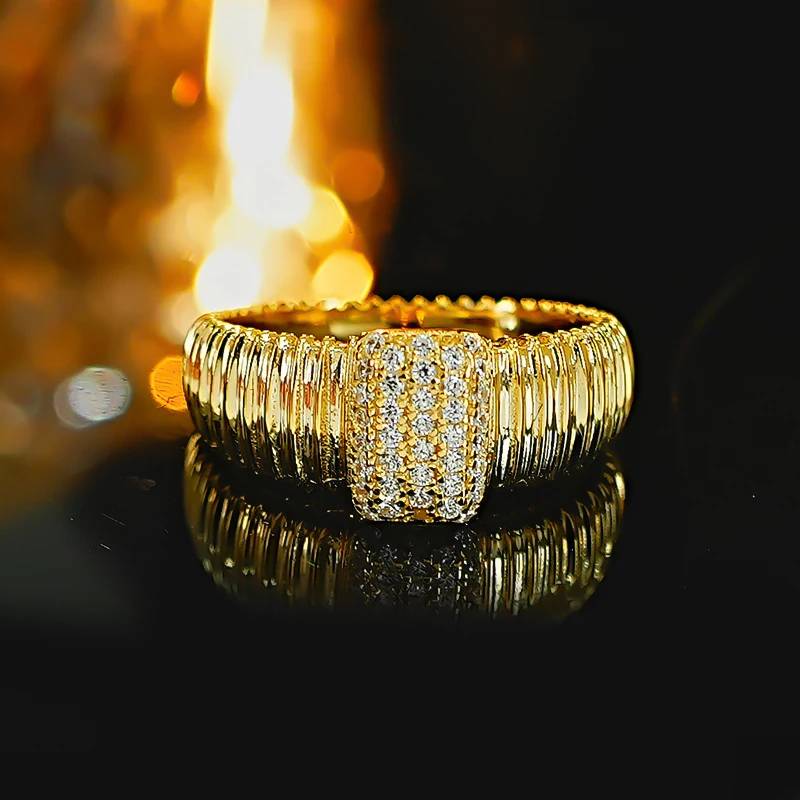 

Fashion Jewelry S925 Sterling Silver Stripe Retro French Robin Pattern European and American Instagram Cold Wind Ring