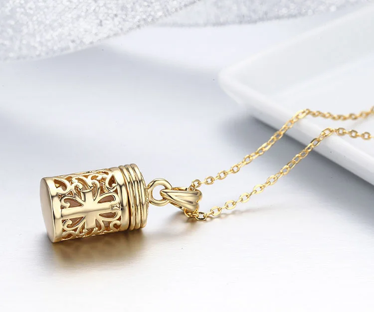 Gold Farbe Filligree parfüm Cut Out Flasche Ätherisches Öl Diffusor Halskette Frauen Pingente Chocker Halsketten & Anhänger Schmuck – Detail 27