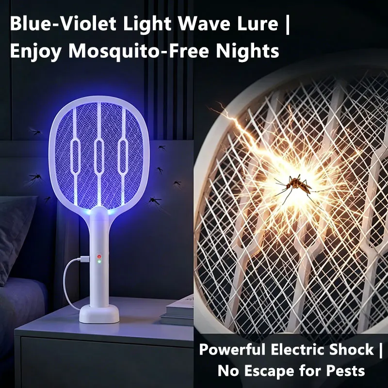 2 In 1 Electric Mosquito Swatter Killer Lamp Foldable Rechargeable Mosquito Killer Lamp With UV Light Bug Zapper for Home New