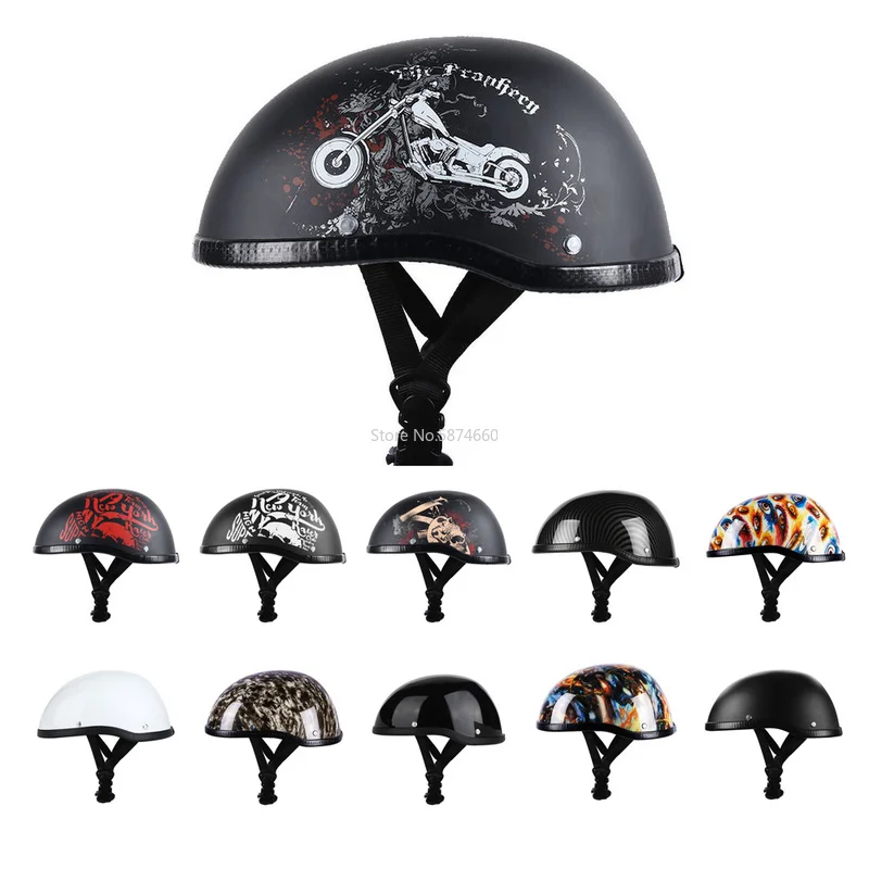 Adult Motorcycle Half Face Vintage Helmet Hat Cap Men/Women Motorcross Moto Racing Capacete World War II Helmets for Halle