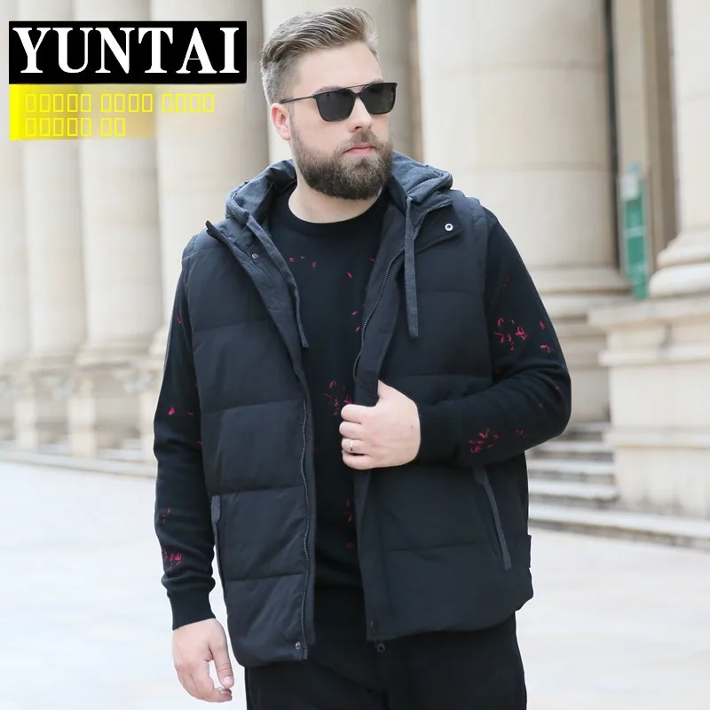 

Trendy Men's plus Size down Vest Warm Winter Faion Ci Sle Zipper Closure Loose Fit ort Jaet Outerwear