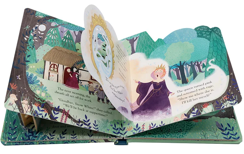 Usborne Peep Inside A Fairy Tale سنو وايت والأقزام السبعة ثلاثية الأبعاد كتب مصورة رفرف للأطفال الأطفال كتاب القصة التعليمية #6