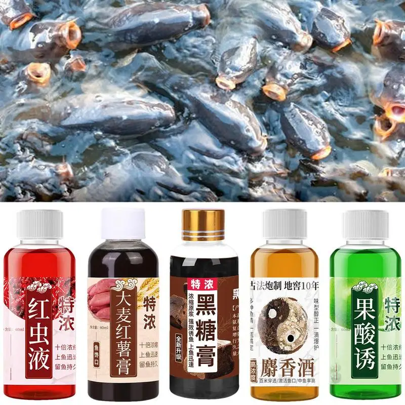 60ml Strong Fish Attractant Concentrated Red Worm Liquid Fish Bait Additive High Concentration FishBait For Trout Cod Carp Bass