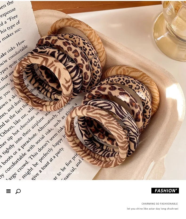 

10 шт., набор резинок для волос с леопардовым принтом, женские высокоэластичные резинки для волос для маленьких девочек, держатели для хвоста, детские головные уборы, аксессуары для волос Raop