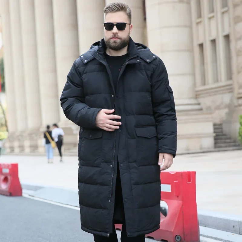 

-30℃~-15℃ New Men's Fat Plus Big Size Stand Neck Coat Winter Down Lengthened Over Knee for warmth men jacket