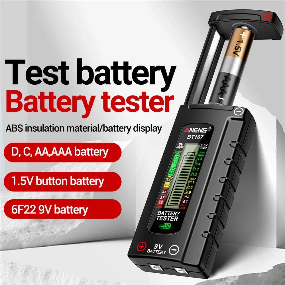 Probador de Baterías Universal con Pantalla LCD para el Hogar, Detectores de Baterías de 9V CC AA AAA, Probador de Baterías de Botón BT167 BT169