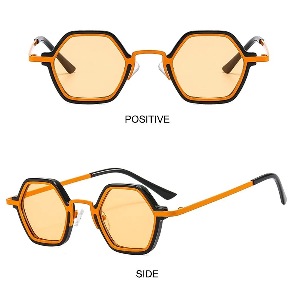 Hip Hop Small Polygonal Sunglasses Trendy Unisex Y2K Punk Shades UV400 Protection Driving Eyewear for Women & Men