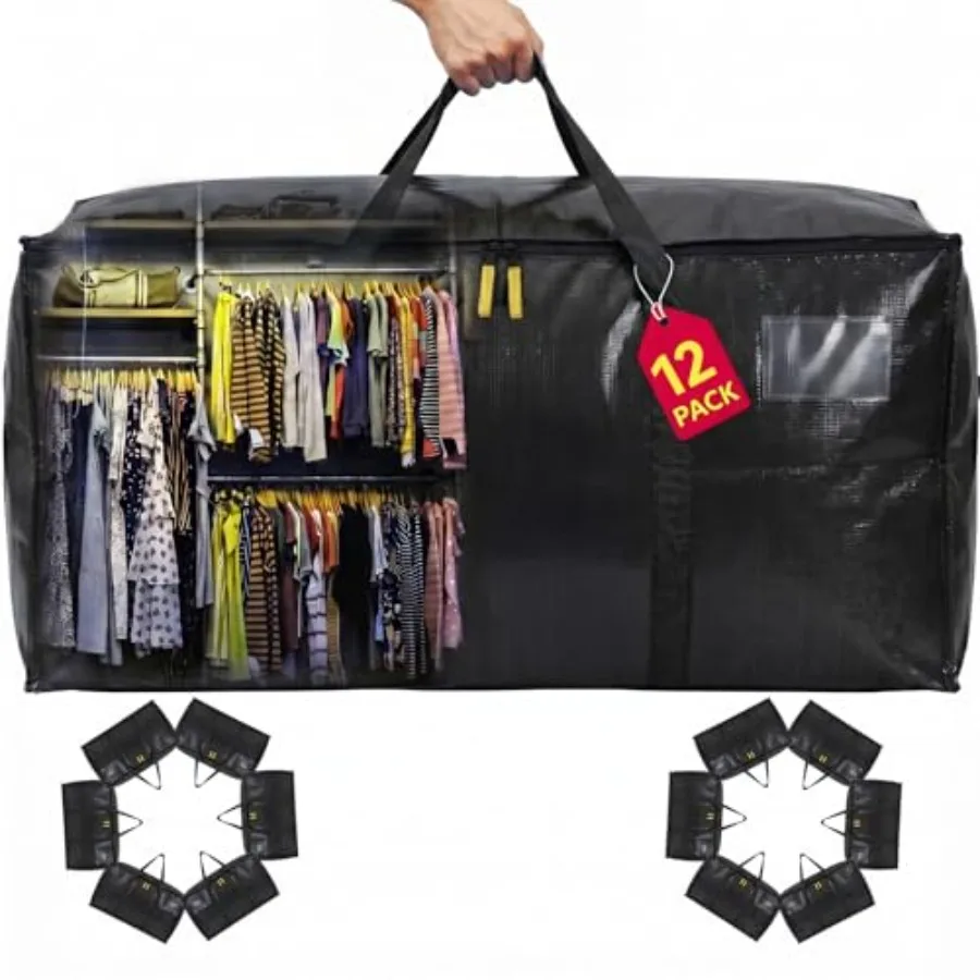 

Wide-Top-Opening Moving Bags Heavy Duty, Extra Large Moving Bags for Travel/College Packing/Storage/Organization/Seasonal Cloth
