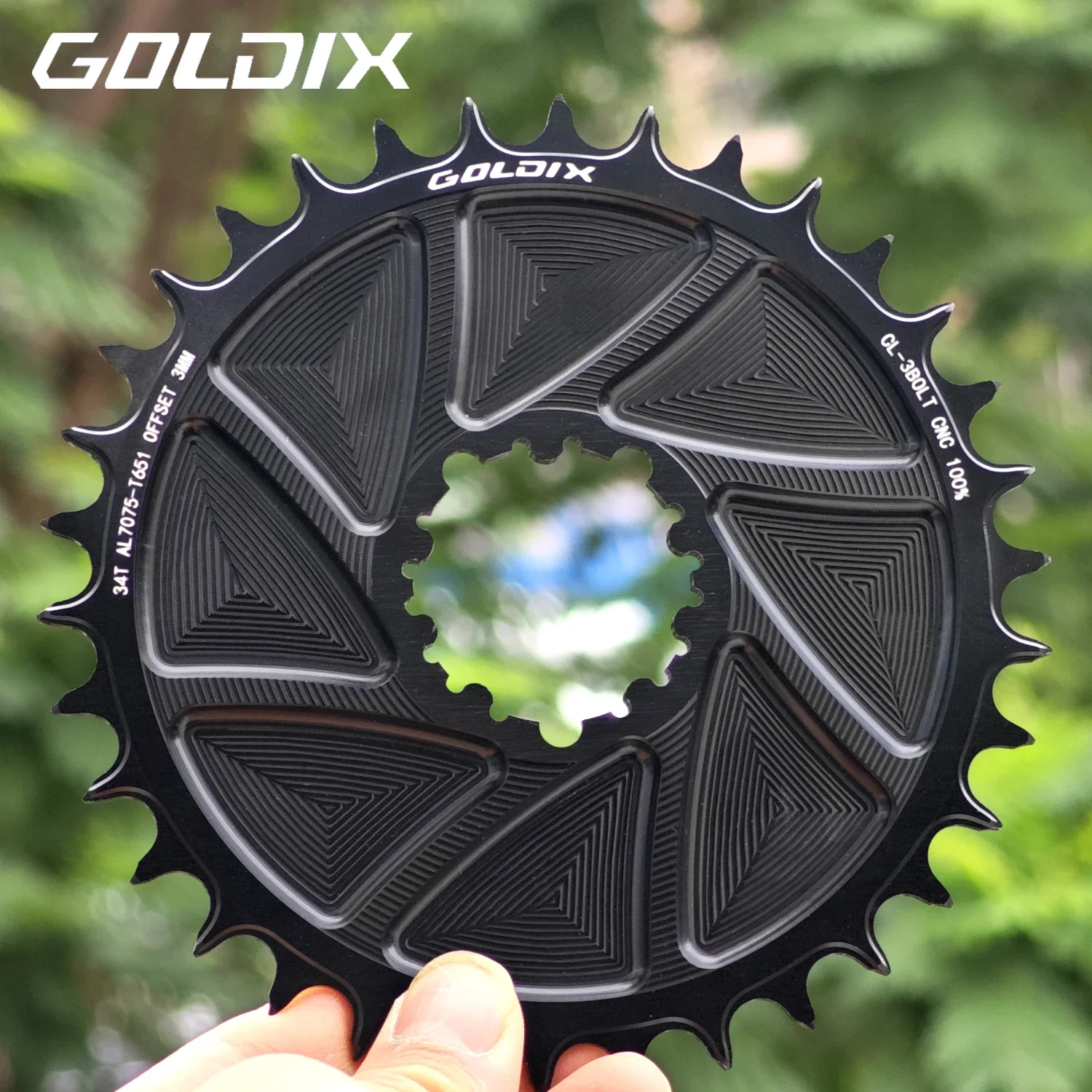 

GOLDIX 3-Bolt Bicycle Chainring Wide and Narrow Teeth AERO Chainring CNC Hollow Cutting Machining for SRAM 3Bolt Crankset