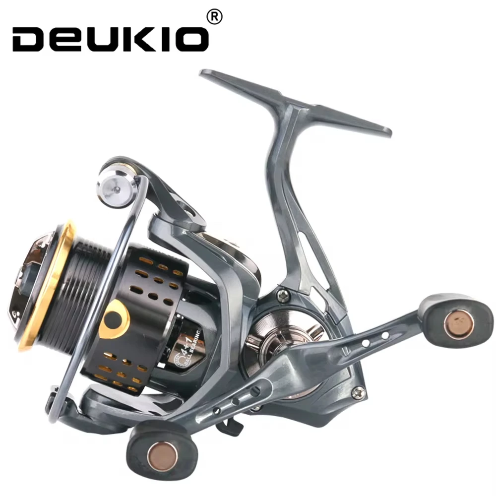 

DEUKIO New Double Handle 2000 3000 Series 5.2:1 Gear Ratio 13lb Max Drag Metal Spool Spinning Fishing Reel for Freshwater