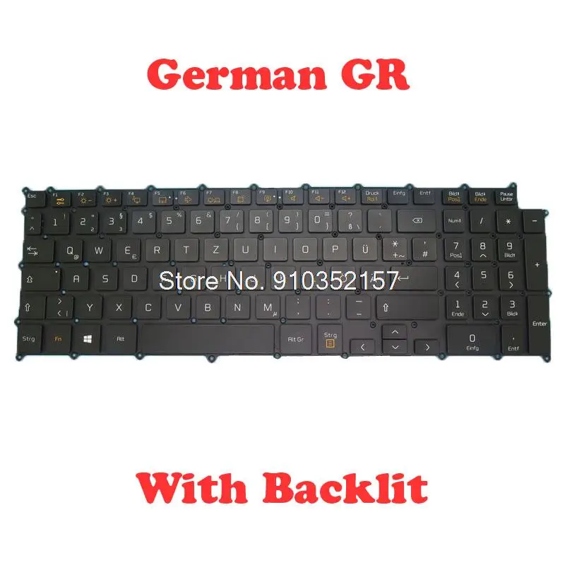 

Laptop Backlit Keyboard For LG SG-A9760-2DA SN3890BU AEW74109819 Black German GR NO Frame