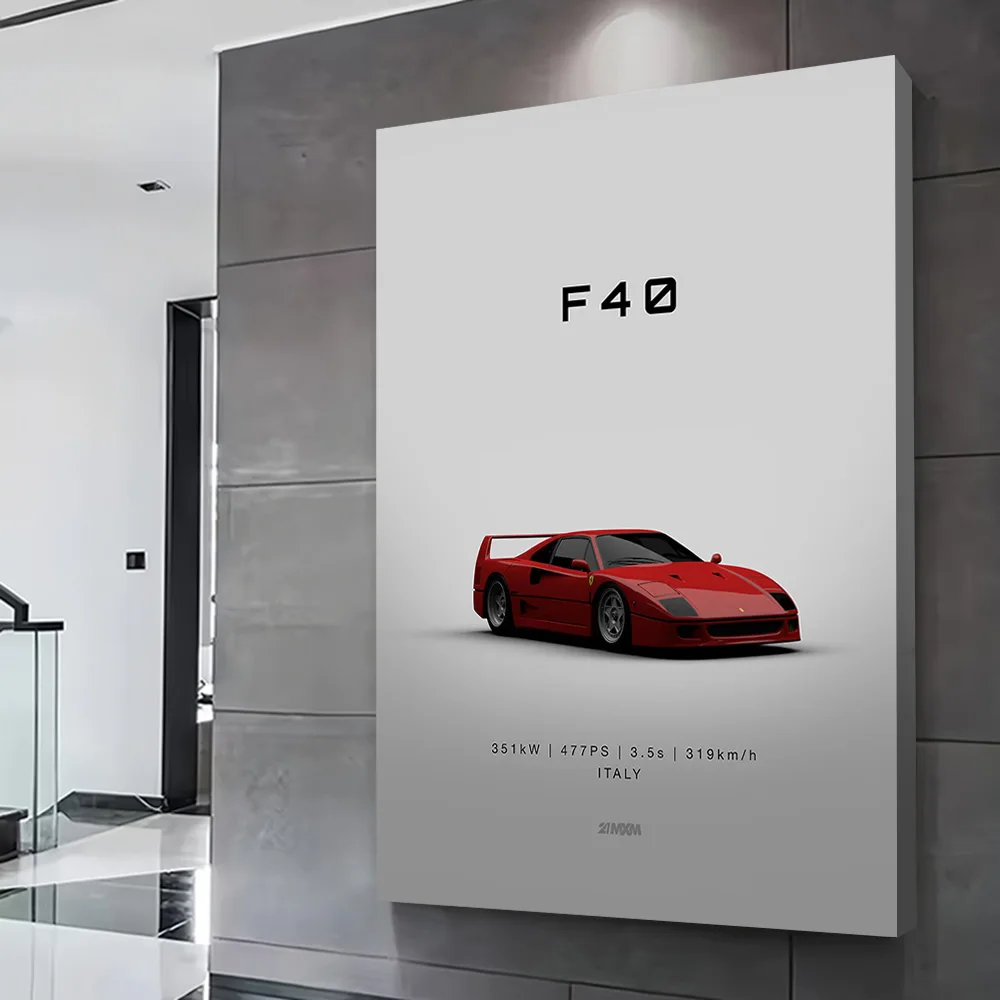 Red Sports F40 Car Poster Customizable Printed Canvas Painting Wall Art Gift for Room Decorating Interior Decoration Wand Deko