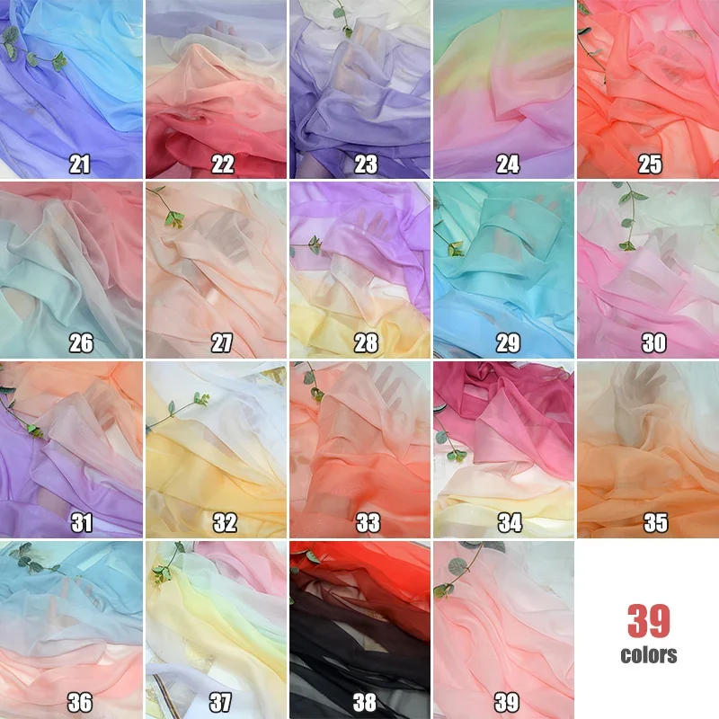 Gradient Print Chiffon Fabric for Hanfu Stage Costume Big Sleeve Dress Wedding Decoration Rainbow DIY Sewing Craft Material