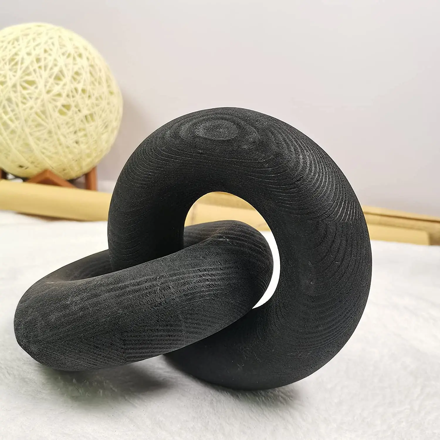 

Wholesale Black Double Ring Wood Chain Link Decor Wood Knot Decor Customizable