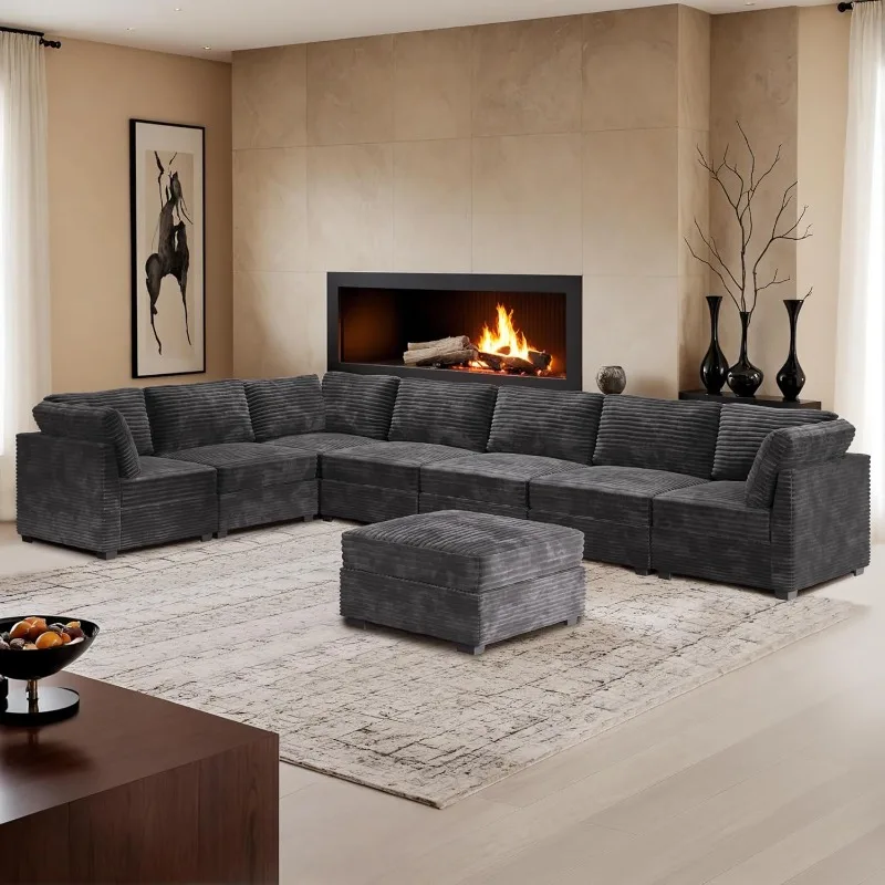 

Modular Sectional Sofa,8 Pieces Sectional Couches for Living Room,164X66 L Shaped Cloud Couch with Ottoman Chaise Set(G