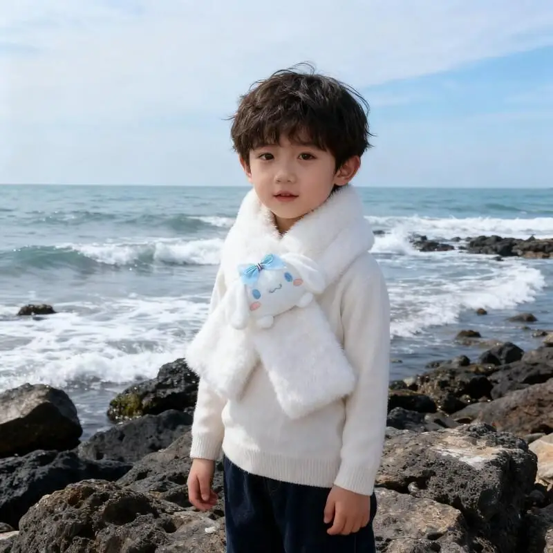 

Kawaii Plush Cinnamoroll Children's Scarf Kuromi My Melody Soft Girls Anime Plushie Thickened Kids Scarves Christmas Cute Gift