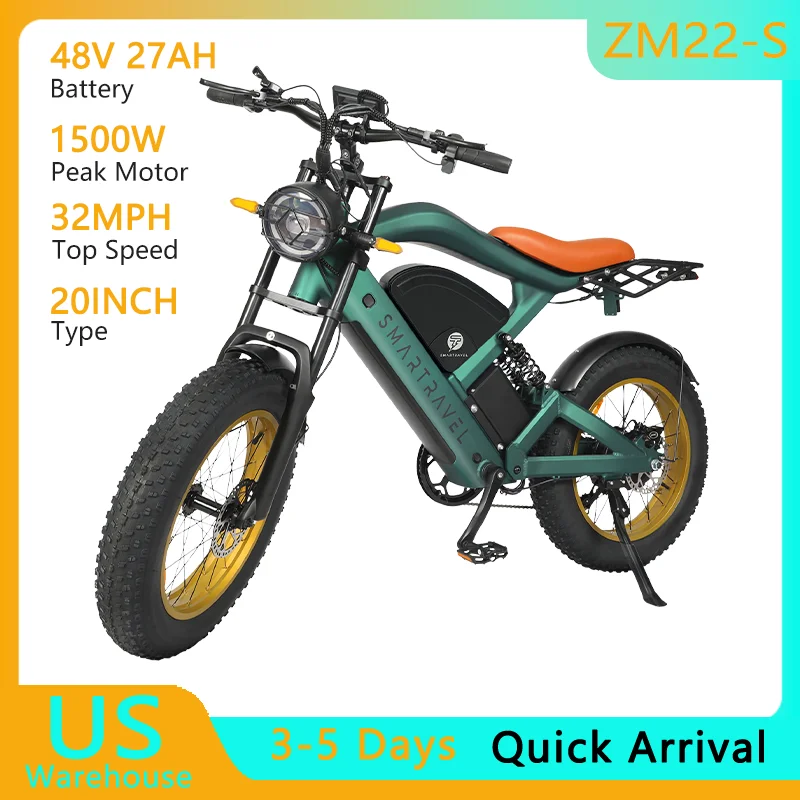 48V 27AH Removable Battery 1500W Adult Electric Bike 32MPH 20Inch Electirc Bicycle 80 Miles Max Range Electric Mountain Bike