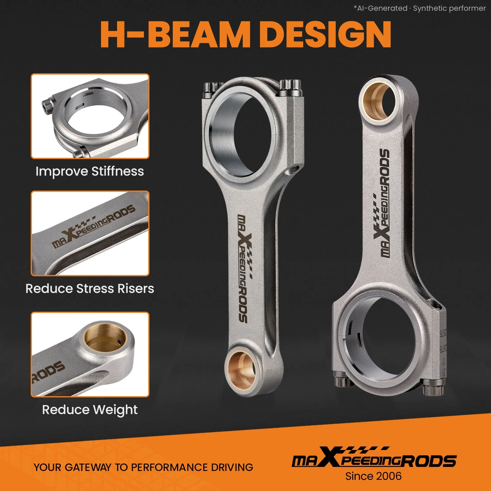 Forged 4340 H-Beam Connecting Rods ARP for Nissan KA24 Presage 98 – 01 6.496