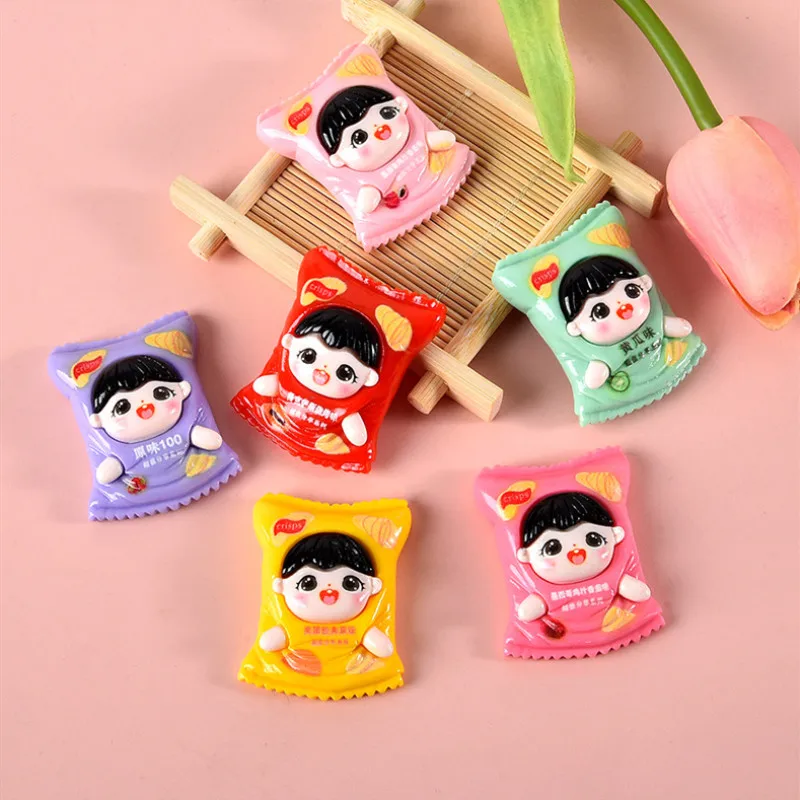 5PC Cute Potato Chip Doll Resin Patch Handmade Material Girl Woman DIY Hair Clips Key Chain Cartoon Decoration Craft Accessories