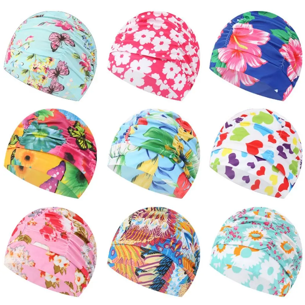 Hot Free size Sports Accessories Elastic Nylon Turban Pool Bathing Hats Long Hair Protect Swimming Cap