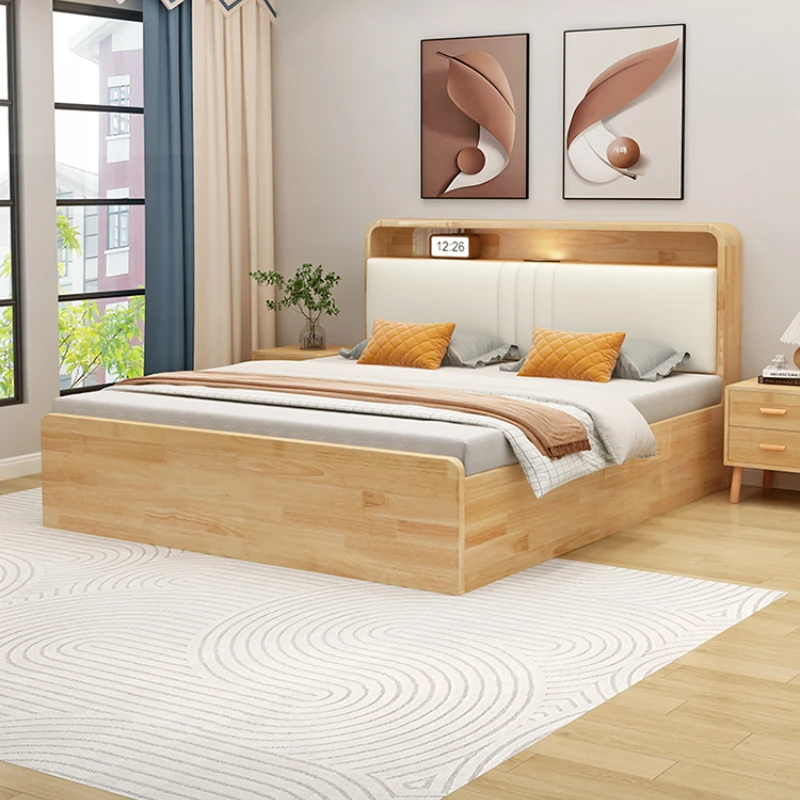 Boy Modern Frame Bed Single Storage Solid Wood Home New Chinese Bed Cheap Classic Safe Lazy Cama De Casal Space Saving Furniture