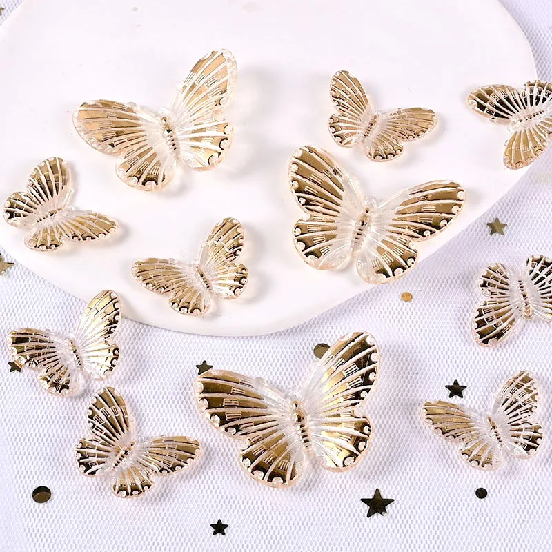 20Pcs Cute Mini AB Plated Butterfly Flat Back Resin Cabochons Scrapbooking DIY Baroque Jewelry Craft Decoration Accessorie