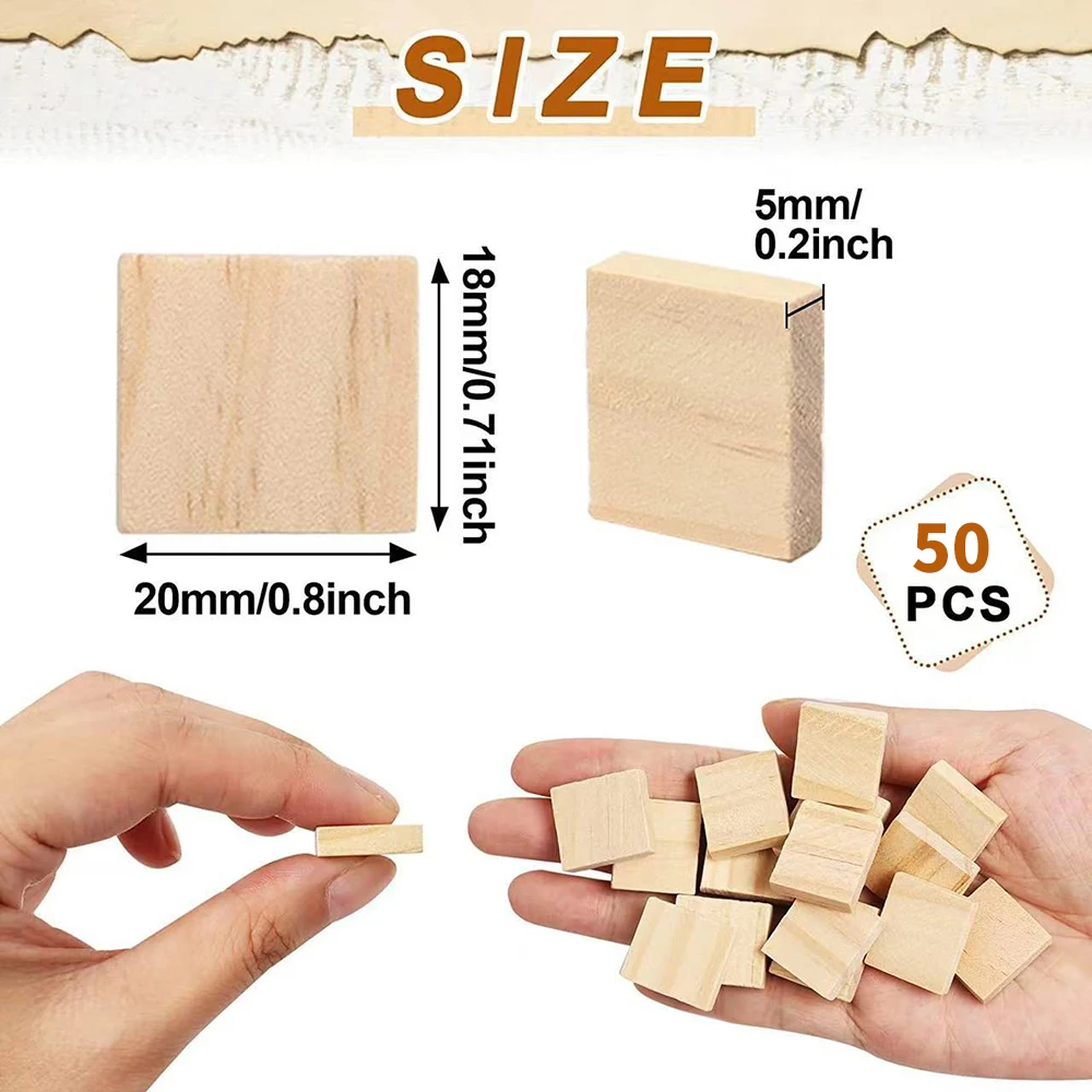 50pcs 2 * 1.8 cm square wood chips wooden building model hand-made materials handicraft graffiti accessories