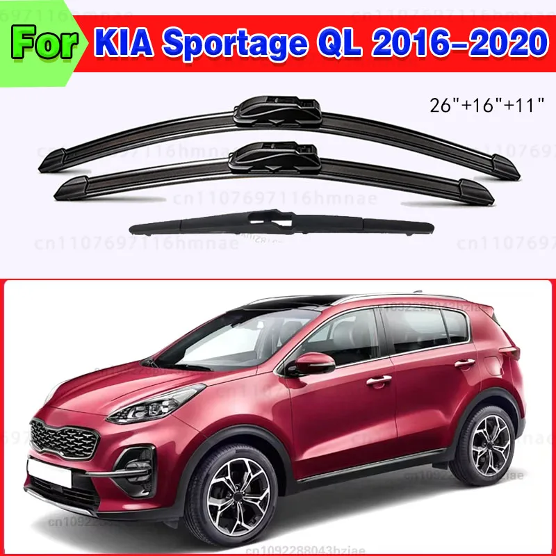 For KIA Sportage QL 2016 - 2020 Front Rear Wiper Blades Windshield Windscreen Brushes Auto Accessories 2017 2018 3PCS Car Wiper