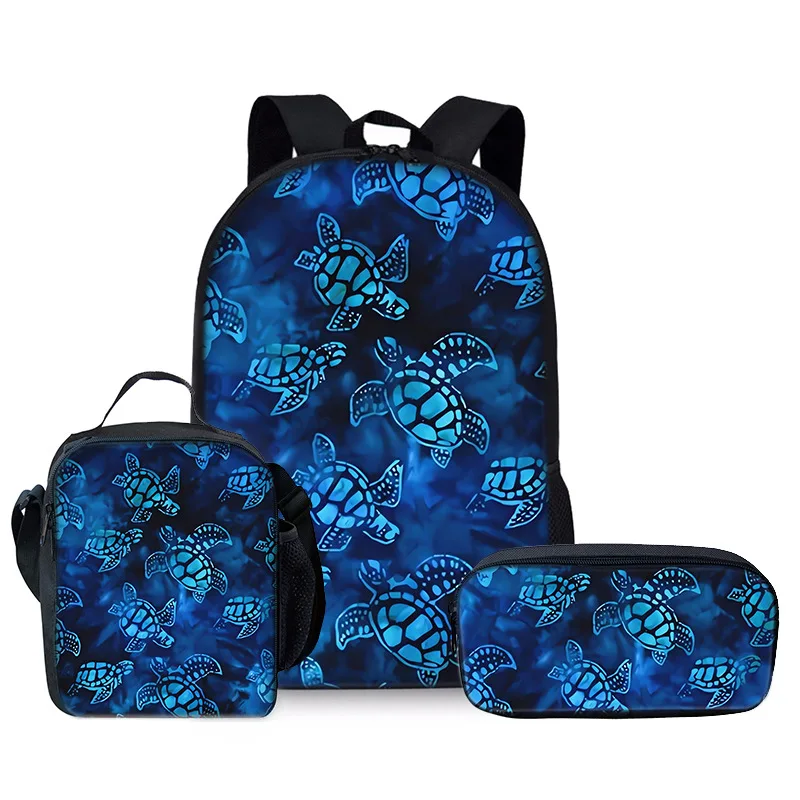 Trendy Popular Novelty tortoise 3D Print 3pcs/Set Student School Bags Laptop Daypack Backpack Crossbody Lunch bag Pencil Case