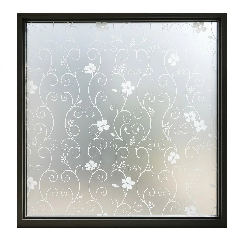 Floral Vine Self-Adhesive Window Film Frosted Privacy Glass Sticker Removable Anti-Glare Decorative PVC for Home Bat