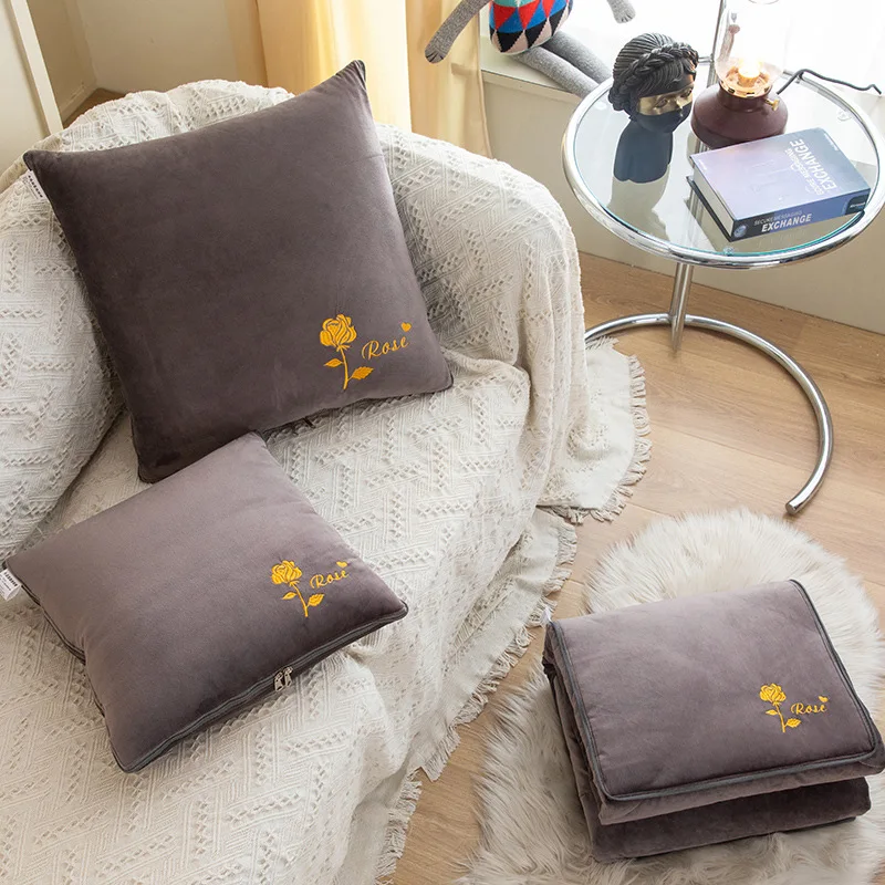 Foldable Pillow Blanket 2 in 1 Multifunctional Cushion Soft Warm Cover for Home Office Travel Outdoor Rest Time