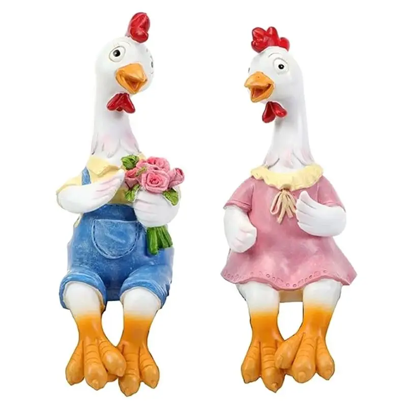 

AEE4-парные садовые статуи утки, мультяшная смола, милая скульптура сидящего курицы, фигурка для любителей гуся, подарочное украшение для дома
