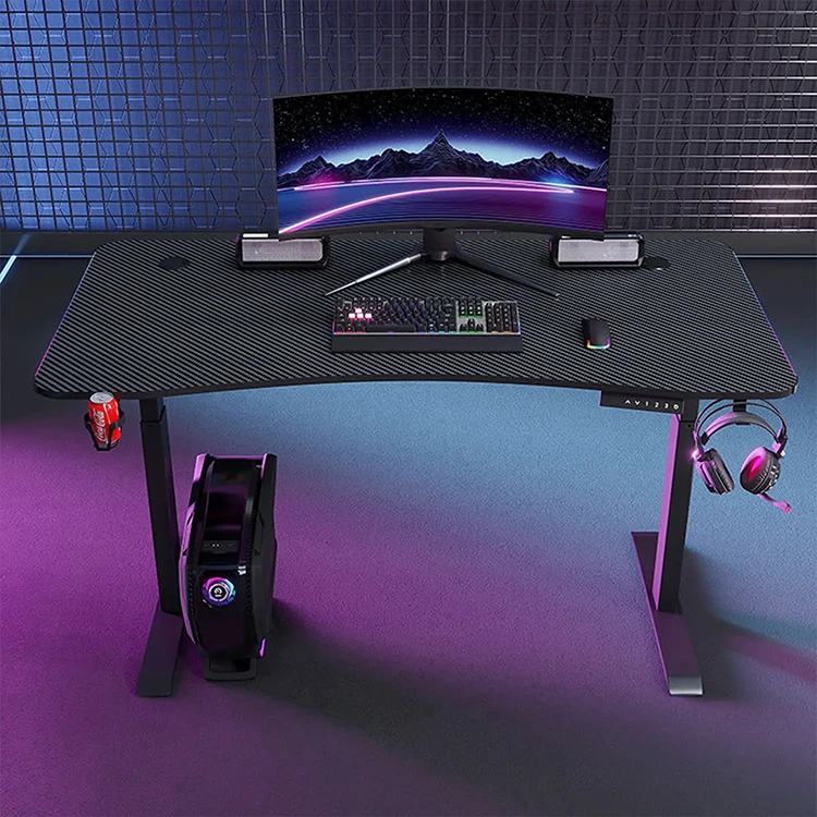 RGB LED Light Office Desk Frame MDF Surface 24x48 Table Computer Gaming Desk with 28 to 46 Inch