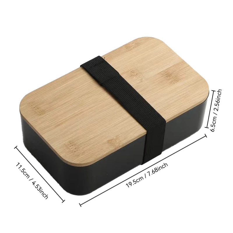 Bamboo Lid Large Capacity Lunch Box Student Office Worker Portable Knife Fork Spoon Plastic Lunch Box