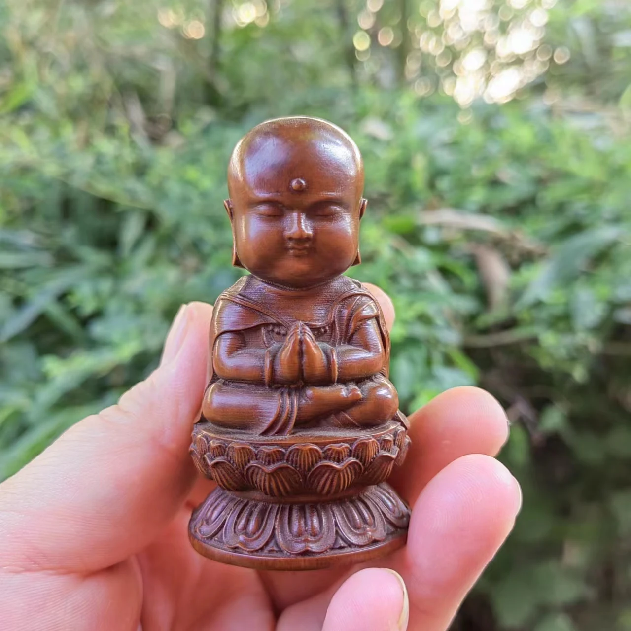 

Wood carving Meditating Buddha Mini Dharma Peace Zen Bodhisattva Tibetan Buddhism Tathagata Miniature Amitabha Idol in Meditatio