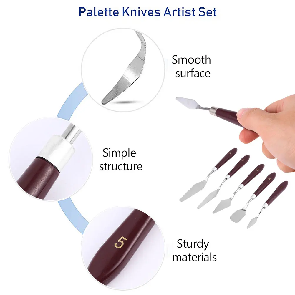 

10pcs Oil Painting Knife Set Stainless Steel Spatula Color Mixing Tools Paint Scraper Art Supplies Various Blade Sizes