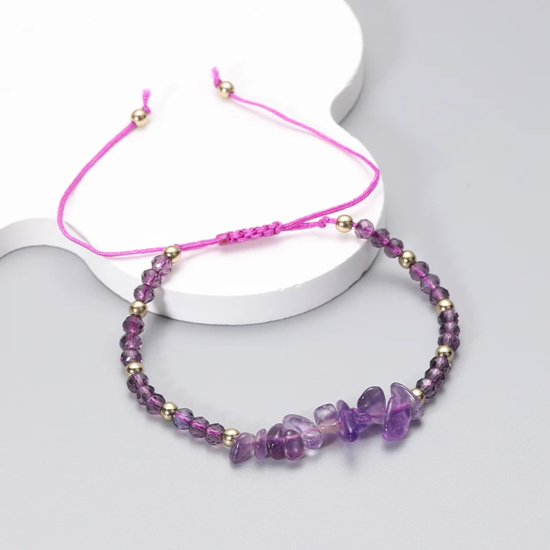 Bohemian Crystal Crushed Stone Handmade Bracelet Couple Friendship Fashion Simple Stone Beads Braided Bracelet Jewelry