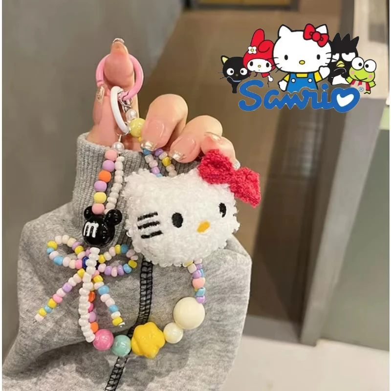 

Sanrio Hello Kitty Cell Phone Pendant Colorate Beads Key Chain Kawaii Y2k Accessories Hello Kitty Bag Key Cell Phone Pendant Pop