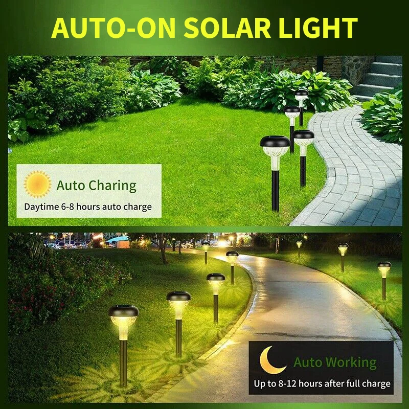 Lampes de pelouse solaires à LED étanches pour jardin, éclairage d'extérieur, lampe de paysage, décor de cour, 1 PC, 2 PC, 4 PC, 6 PC, 8PC