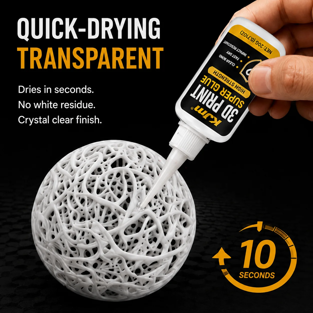 KJM Super Glue Contact Adhesive For 3D Printing Plastic Repair DIY Crafts Model Bonding Fast Dry Transparent Glue 20G